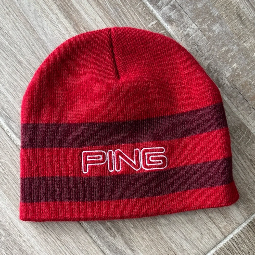 Ping Kids Red and Black Striped Beanie